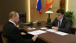 Рабочая встреча Владимира Путина с руководителем Федерального агентства научных организаций Михаилом Котюковым